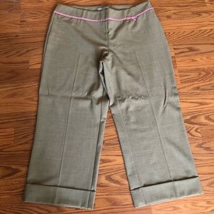 Windowpane check cropped wide leg pants